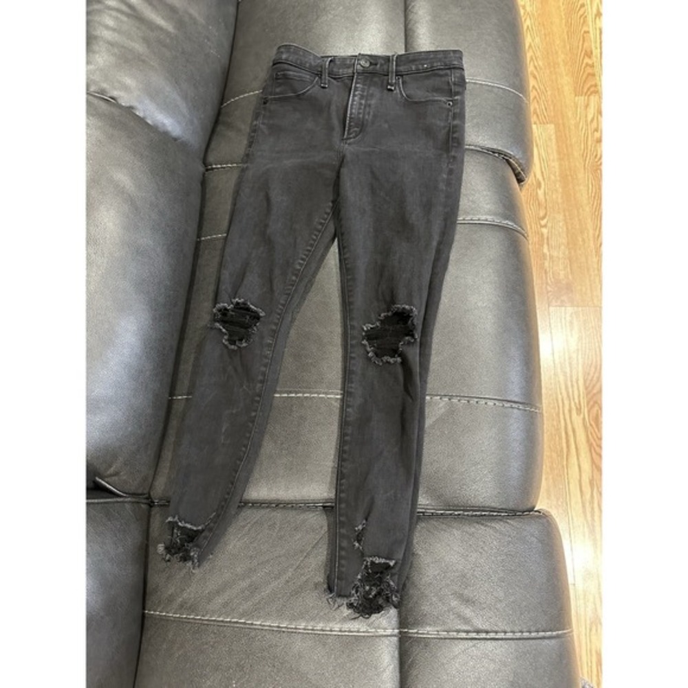 Abercrombie & Fitch High Rise Super Skinny Ankle Black‎ Ripped Jeans Size 27/4